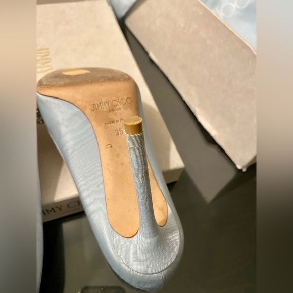 Jimmy Choo Romy 100 “Something Blue” Bridal Crystal Tiara Sz 35 Dust Bag Box - Picture 9 of 15